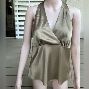 Worthington Women's M Silky Pewter Green Sleeveless Blouse NWT Y2K